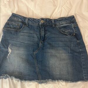 Altar’d State Casual Blue Distressed Denim Mini Skirt